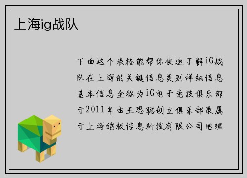 上海ig战队